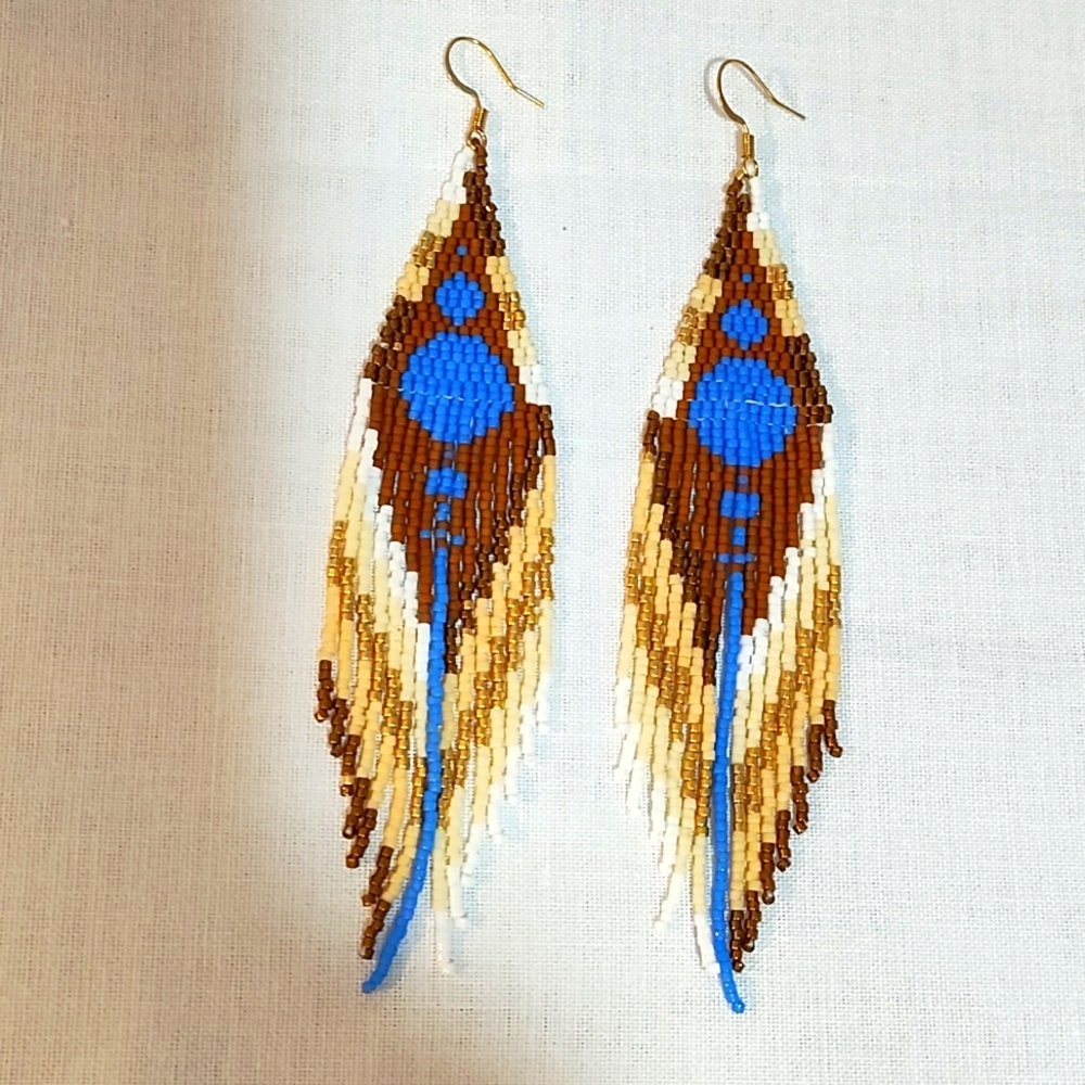 Beaded boho earrings with fringe